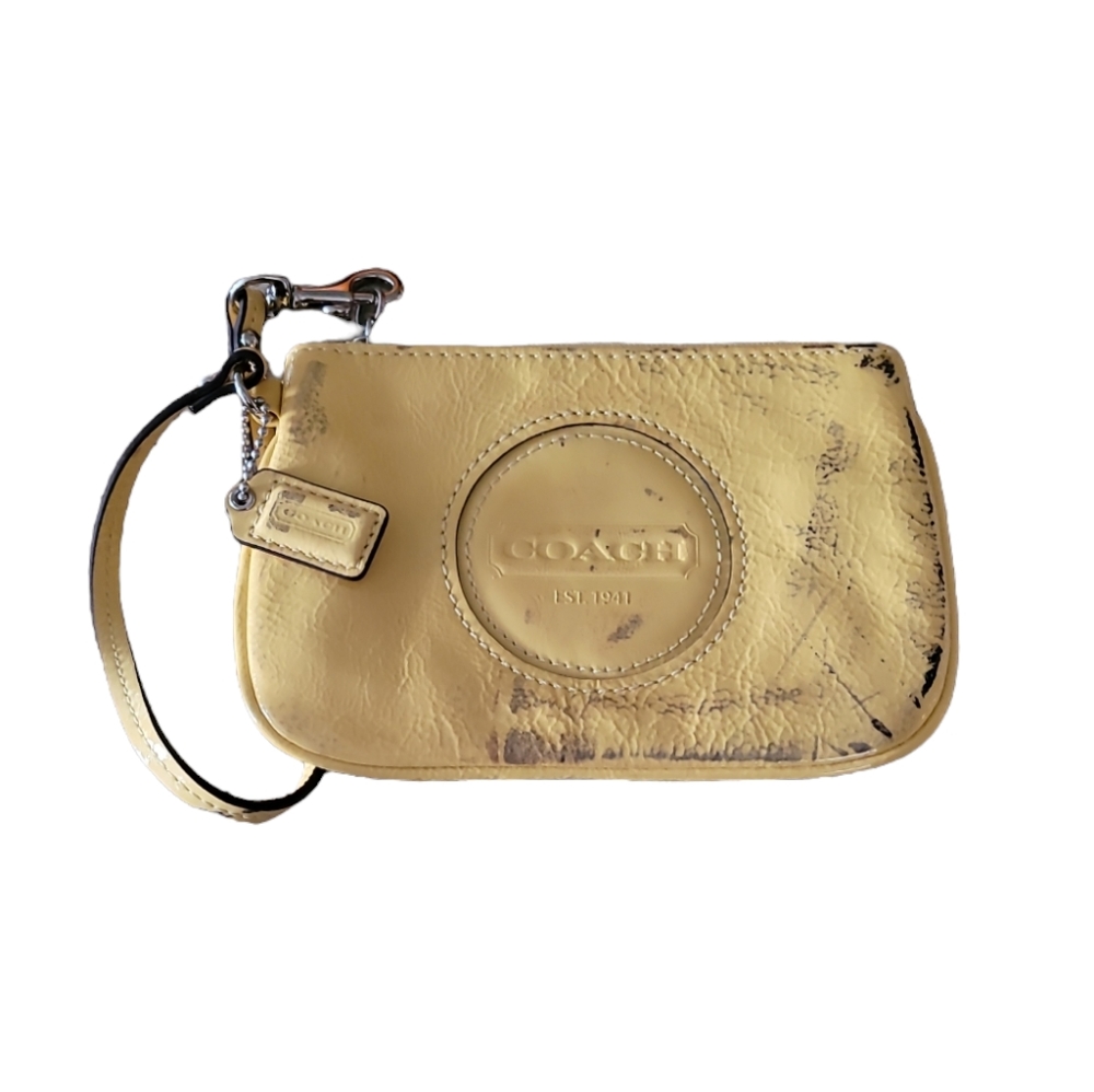 Coach Patent Leather Yellow Wristlet